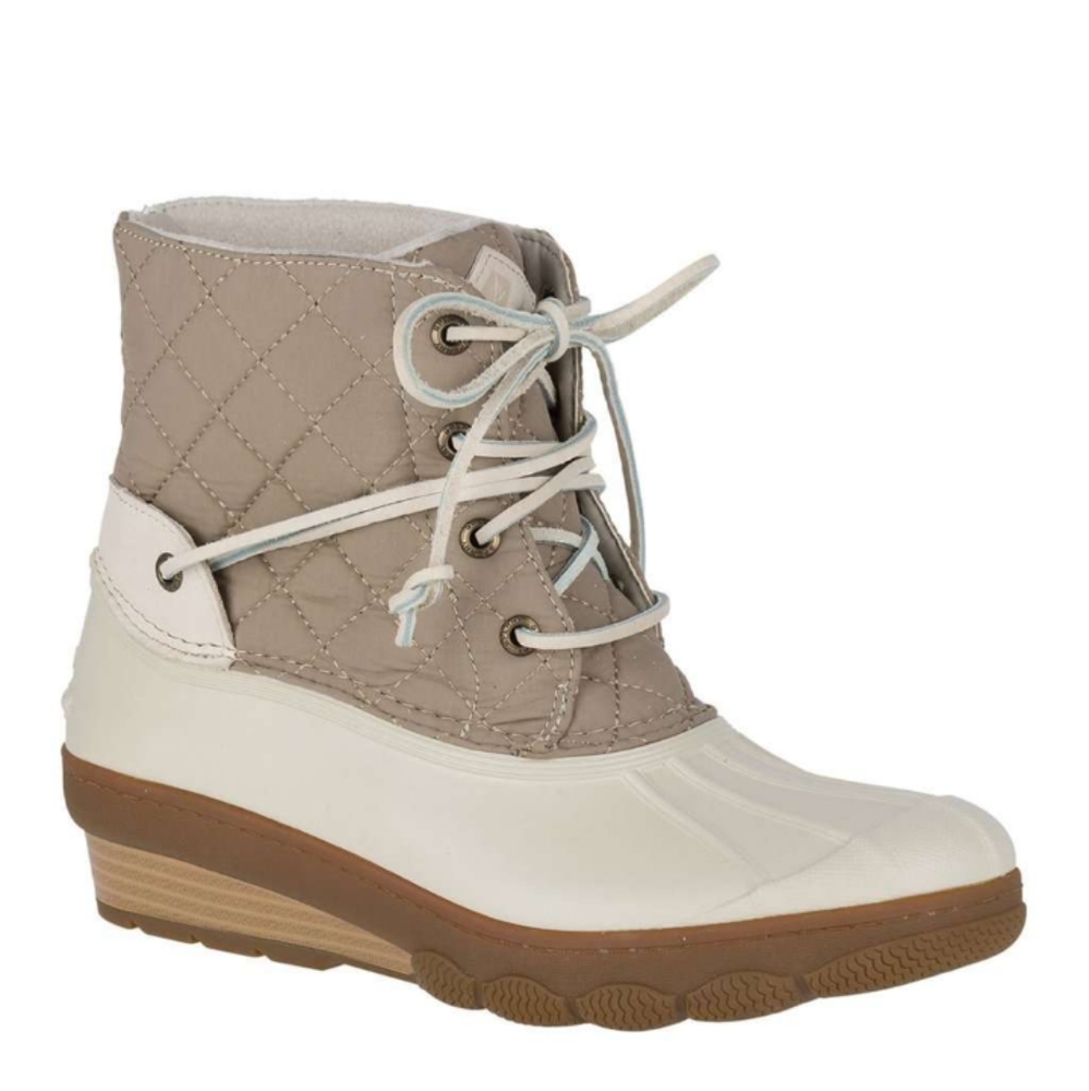 Sperry  Saltwater Wedge Tide Quilted Nylon Duck Boot in Oat